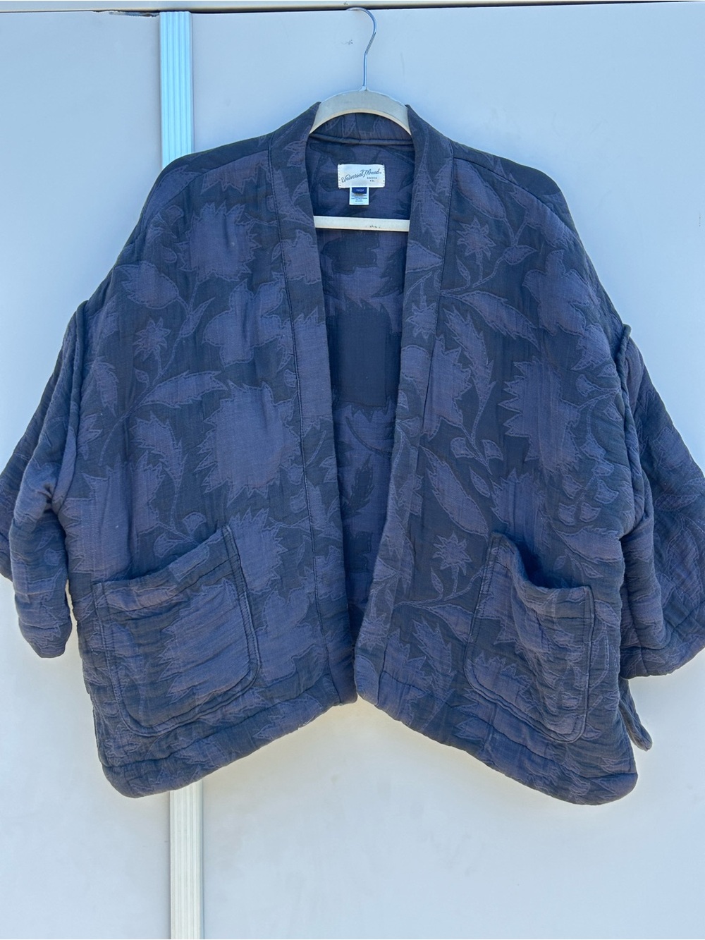 Universal Thread 100% COTTON Textured Navy Floral Jacket